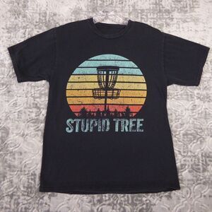 Stupid Tree Disc Golf Shirt Men's Small Black Frisbee Retro Graphic Tee
